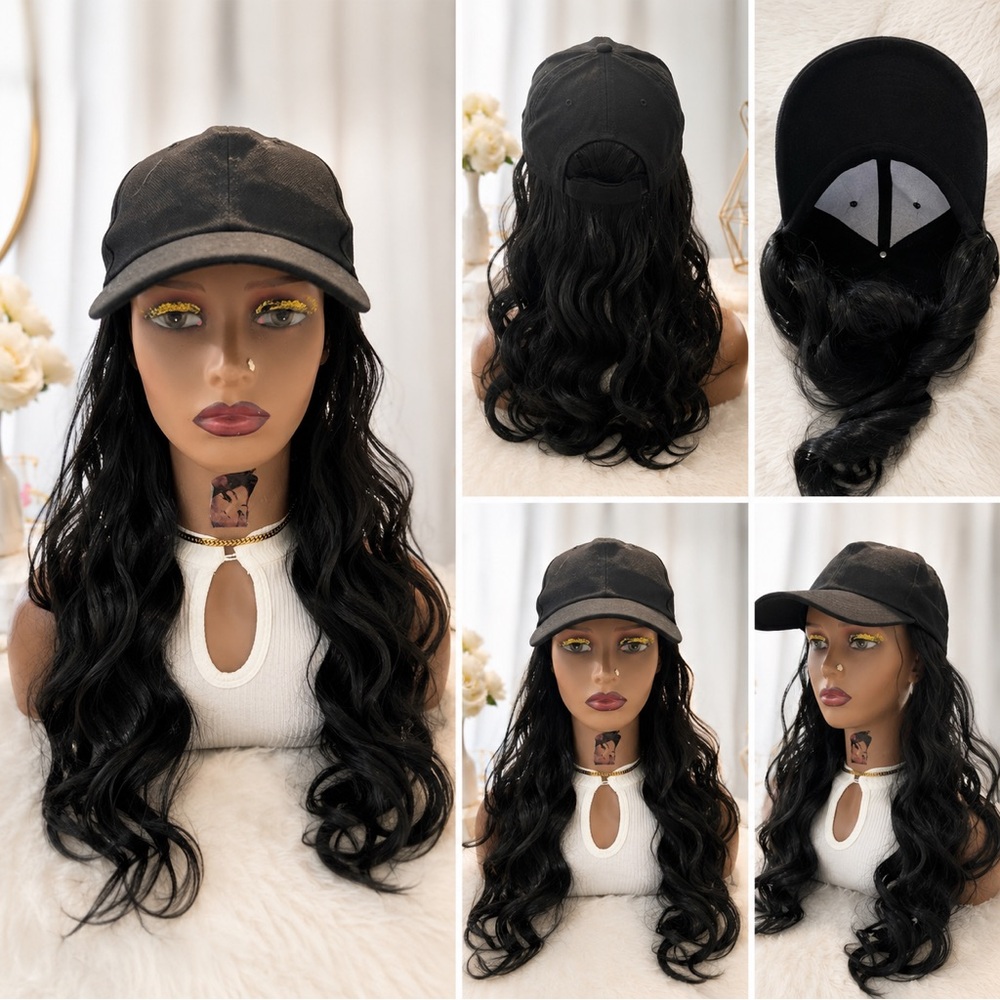Synthetic Wig Hat Cap – Copper Brown & Blonde Highlights